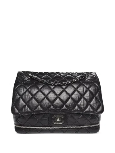 Pre-owned Chanel 2005 Expandable Classic Flap Shoulder Bag In Black
