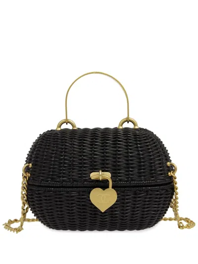 Pre-owned Chanel 2005 Heart Lock Basket Two-way Bag In Black