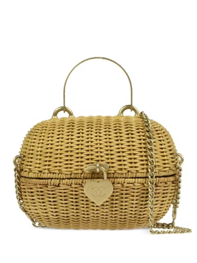 Pre-owned Chanel 2005 Heart Locket Two-way Bag In Neutrals