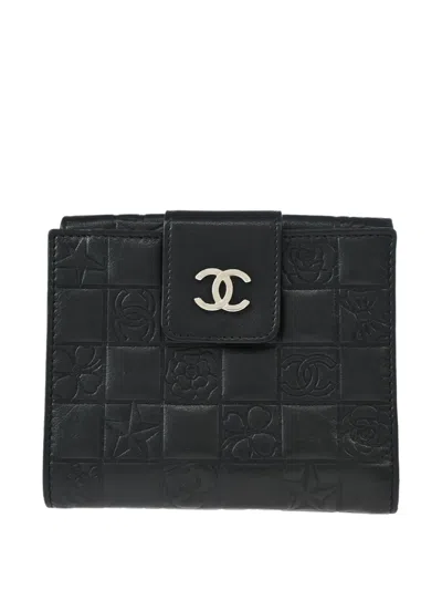 Pre-owned Chanel 2005 Icon Lambskin Wallet In Black