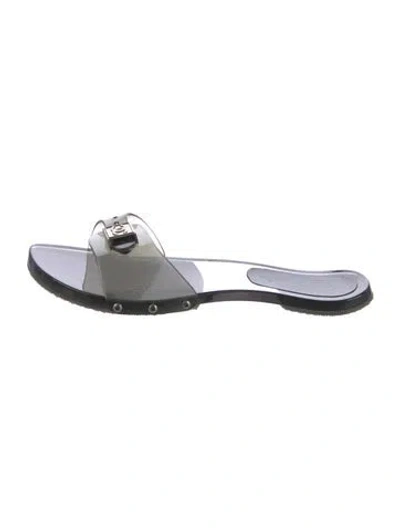 Pre-owned Chanel 2005 Interlocking Cc Logo Slides In Transparent