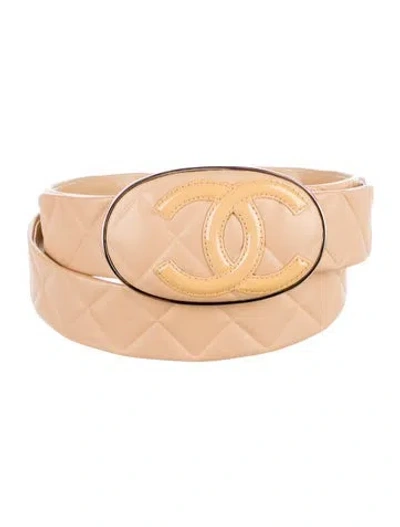 Pre-owned Chanel 2005 Interlocking Cc Logo Waist Belt In Neutral