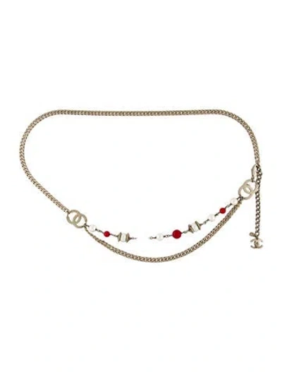 Pre-owned Chanel 2005 Interlocking Cc Logo Waist Belt In Silver