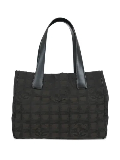 Pre-owned Chanel 2005 Jacquard Travel Line Tote Bag In Brown