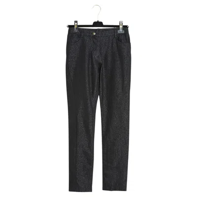 Pre-owned Chanel 2005 Jean Scintillant Fr36 Shiny Black Denim Pants Jeans Uk8 Us27