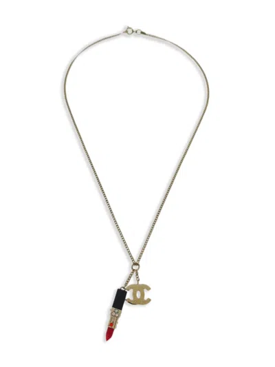 Pre-owned Chanel 2005 Lipstick Necklace In Gold
