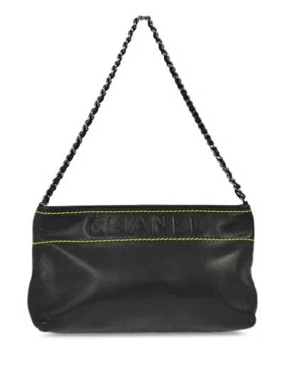 Pre-owned Chanel 2005 Logo-debossed Shoulder Bag In Black