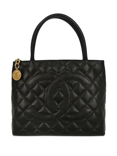 Pre-owned Chanel 2005 Medallion Quilted Tote Bag In Black