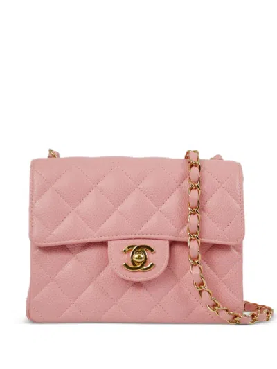 Pre-owned Chanel 2005 Mini Classic Flap Shoulder Bag In Pink