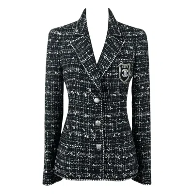 Pre-owned Chanel 2005 Most Hunted Cc Patch Black Tweed Jacket