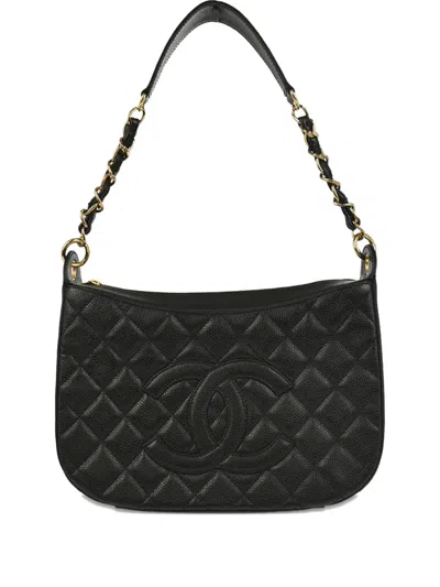 Pre-owned Chanel 2005 Quilted Leather Shoulder Bag In Black