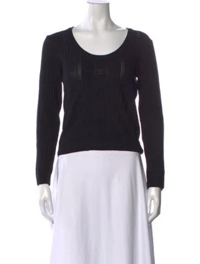 Pre-owned Chanel 2005 Scoop Neck Sweater In Black