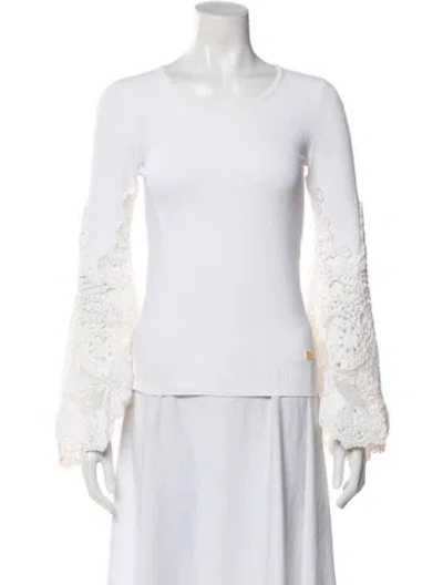 Pre-owned Chanel 2005 Scoop Neck Sweater In White