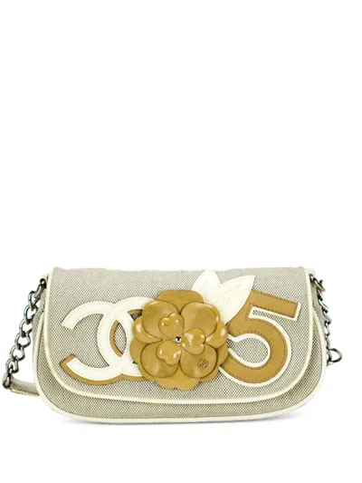 Pre-owned Chanel 2005 Small Camellia Flap Shoulder Bag In Neutrals