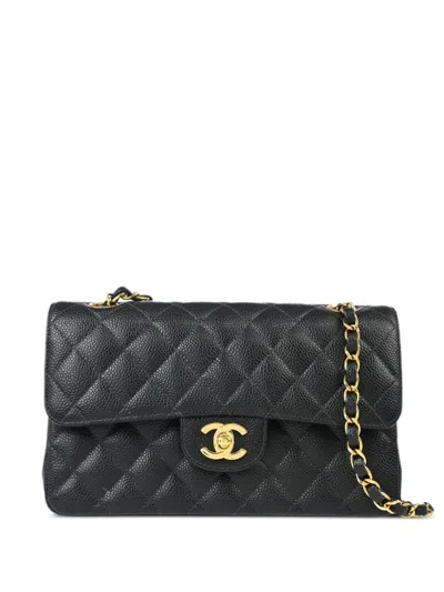Pre-owned Chanel 2005 Small Classic Double Flap Shoulder Bag In Black