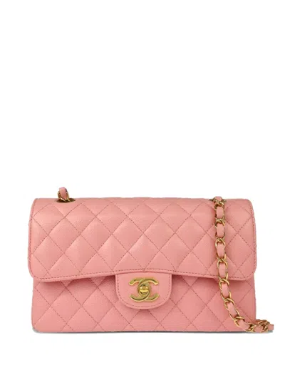 Pre-owned Chanel 2005 Small Classic Double Flap Shoulder Bag In Pink