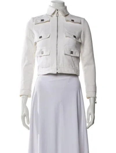 Pre-owned Chanel 2005 Sport Denim Jacket In White