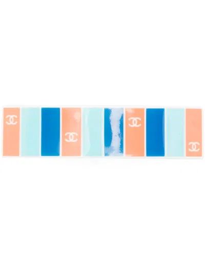 Pre-owned Chanel 2005 Striped Hair Barette In Blue
