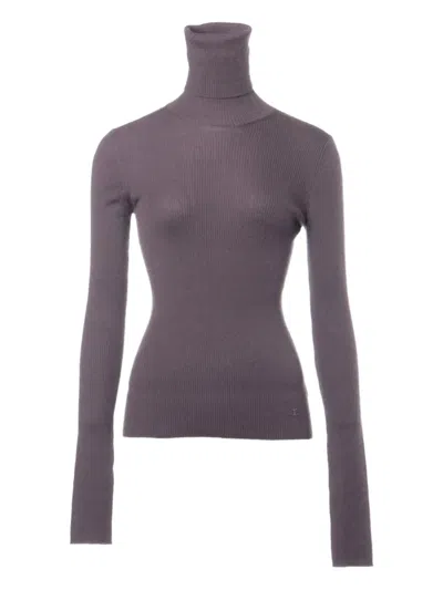 Pre-owned Chanel 2005 Turtleneck Cashmere Sweater In Purple