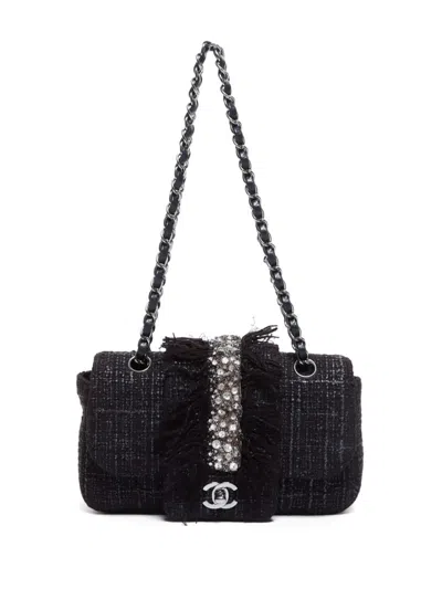 Pre-owned Chanel 2005 Tweed Shoulder Bag In Black