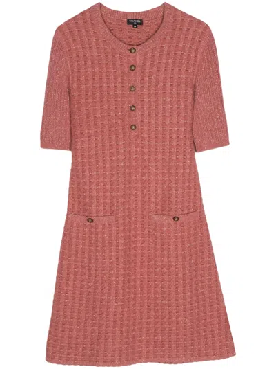 Pre-owned Chanel 2005 Waffle-knit Midi Dress In Pink