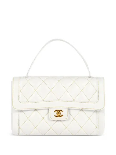 Pre-owned Chanel 2005 Wild Stitch Classic Flap Handbag In White