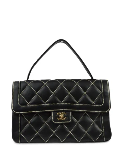 Pre-owned Chanel 2005 Wild Stitch Flap Handbag In Black