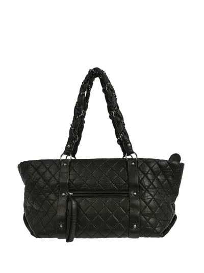 Pre-owned Chanel 2005-2006 Braided Leather Tote Bag In Black