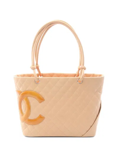 Pre-owned Chanel 2005-2006 Cambon Line Tote Bag In Neutral