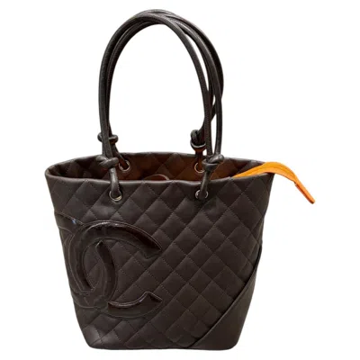 Pre-owned Chanel 2005-2006  Cambon Ligne Leather Tote Bag In Black