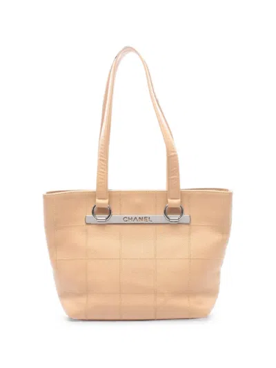 Pre-owned Chanel 2005-2006 Chocolate Bar Tote Bag In Neutral