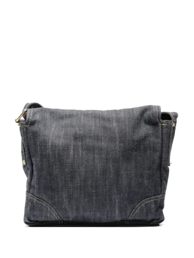 Pre-owned Chanel 2005-2006 Coco Mark Denim Shoulder Bag In Blue