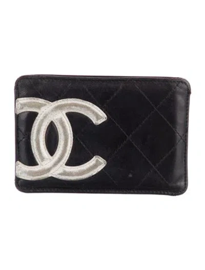 Pre-owned Chanel 2005-2006 Interlocking Cc Logo Card Holder In Black