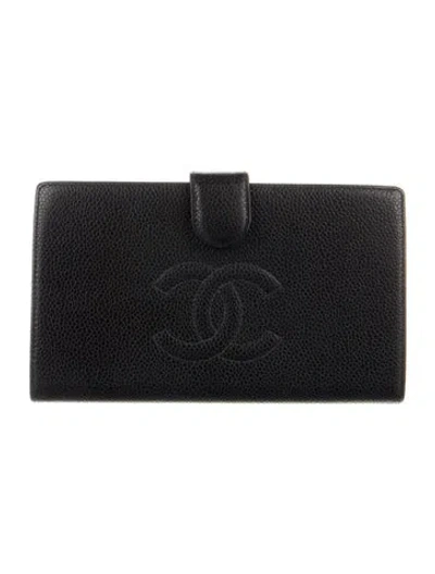 Pre-owned Chanel 2005-2006 Interlocking Cc Logo French Purse In Black