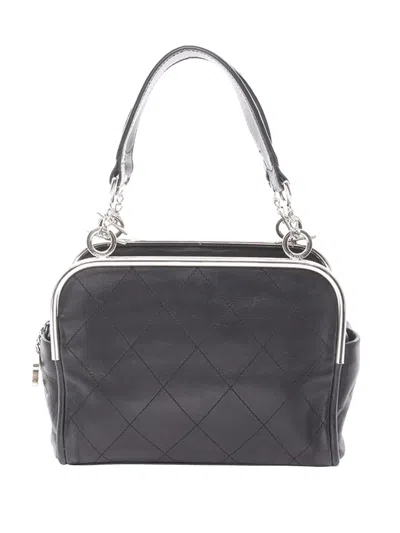 Pre-owned Chanel 2005-2006 Lambskin Ultimate Soft Frame Handbag In Black