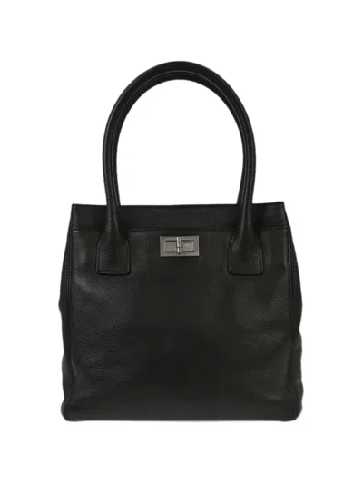 Pre-owned Chanel 2005-2006 Mademoiselle Lock Executive Tote Bag In Black