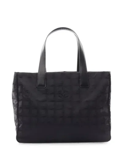 Chanel 2005-2006 Mm New Travel Line Tote Bag In Black