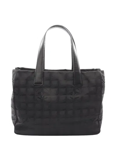 Pre-owned Chanel 2005-2006 New Travel Line Nylon Tote Bag In Black