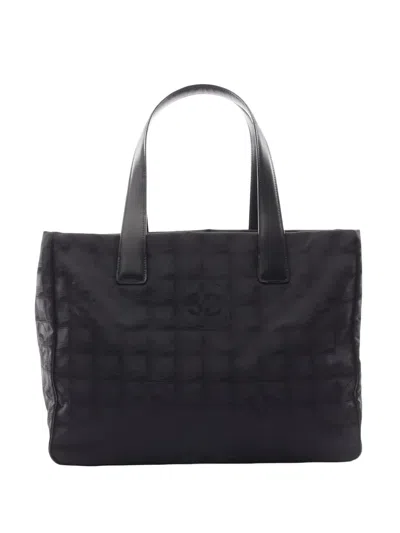 Pre-owned Chanel 2005-2006 New Travel Line Nylon Tote Bag In Black