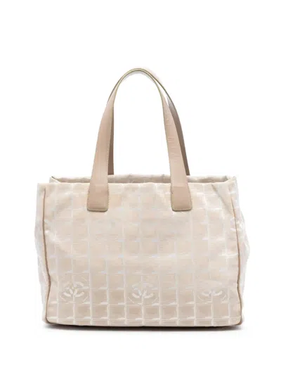 Pre-owned Chanel 2005-2006 New Travel Line Nylon Tote Bag In Neutral