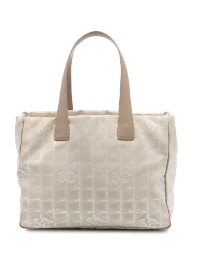 Pre-owned Chanel 2005-2006 New Travel Line Nylon Tote Bag In Neutral