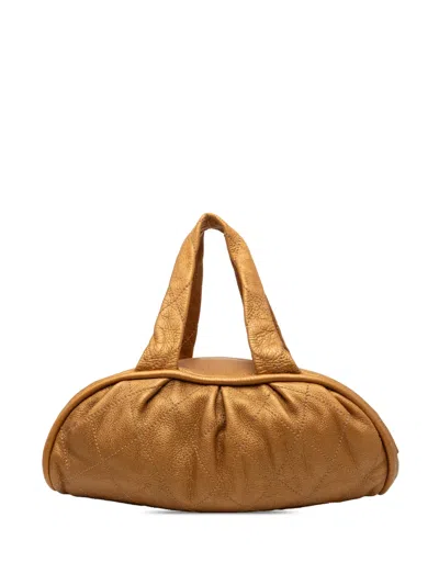 Pre-owned Chanel 2005-2006 Small Quilted Metallic Calfskin Le Marais Bowler Bag Handbag In Gold