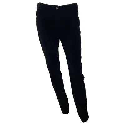Pre-owned Chanel 2005a Black Velvet Slim Jean Cut Pant-size 40 Nwt