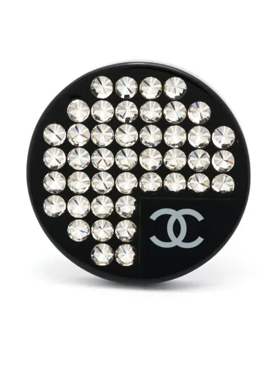 Pre-owned Chanel 2005s Crystal-embellished Brooch In Black