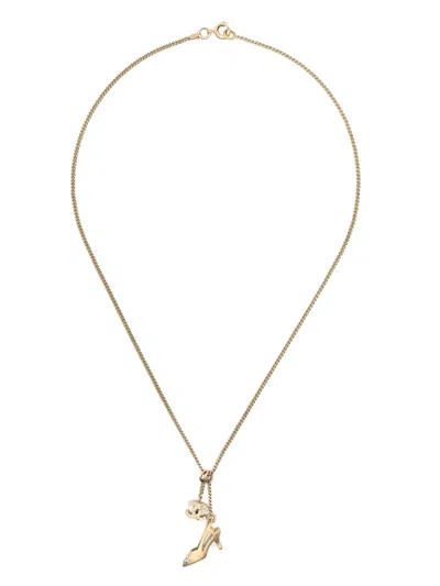 Pre-owned Chanel 2005s Logo-pendant Necklace In Gold