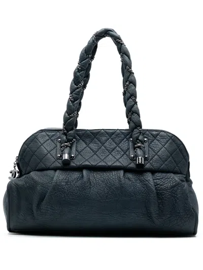 Pre-owned Chanel 2006-2008 Calfskin Lady Braid Shoulder Bag In Blue