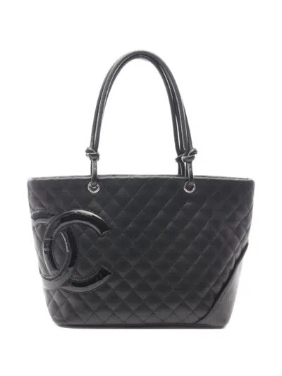 Pre-owned Chanel 2006-2008 Cambon Quilted Leather Tote Bag In Black