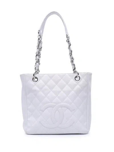 Pre-owned Chanel 2006-2008 Caviar Petite Shopping Tote Bag In White