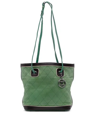 Pre-owned Chanel 2006-2008 Cc Quilted Lambskin Country Club Tote Bag In Black