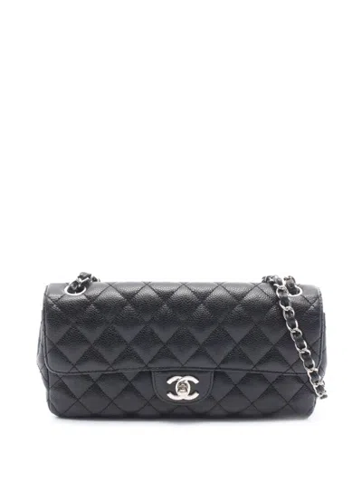 Pre-owned Chanel 2006-2008 Classic Caviar East West Single Flap Shoulder Bag In Black